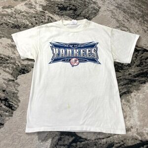Off the Bench Shirt Sz M White 2002 New York Yankees Baseball Team MLB Vintage